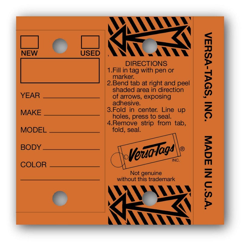Genuine Versa-TagÂ® Key Tags (Half-Pack) (125 Key Tags and Key Rings per Box) (Orange)